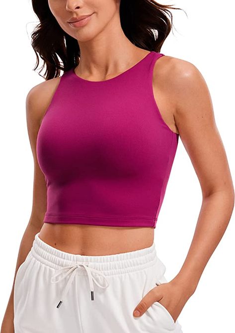 Magenta Top, Athletic Crop Top, Crz Yoga, Magenta Purple, High Neck Tank Top, Active Outfits, Crop Top Sweatshirt, Workout Crop Top, Tank Top Bras