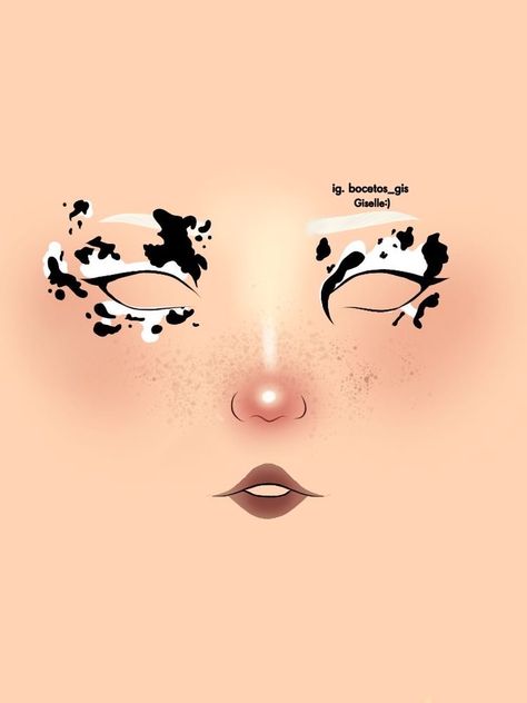 Cow Makeup Halloween, Cowgirl Makeup, Makeup Charts, Drag Make-up, Bright Eye Makeup, Punk Makeup, Makeup Drawing, Makeup Icons, Makeup Face Charts