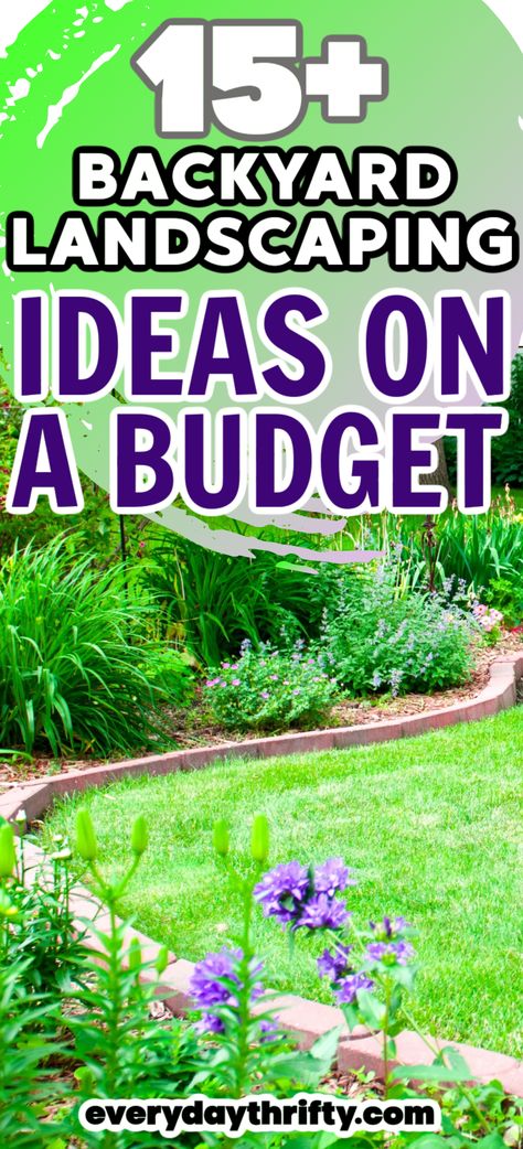 Once the weather turns warm, most of us begin to think about the outside of our house and coming up with backyard landscaping ideas on a budget. Backyard Flower Bed Design, Nice Yard Ideas, Backyard Landscape Design Ideas, Simple Landscaping Ideas Backyard, Landscape Beds Around House, Backyard Landscaping No Fence, Landscape Next To House, Cool Landscaping Ideas, Cheap Easy Landscaping Ideas