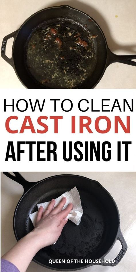 Reseason Cast Iron, Cleaning Cast Iron Pans, Cleaning Cast Iron Skillet, Clean Cast Iron, Cleaning Cast Iron, Season Cast Iron Skillet, Seasoned Cast Iron Pan, Iron Cleaning, Cast Iron Skillet Cooking