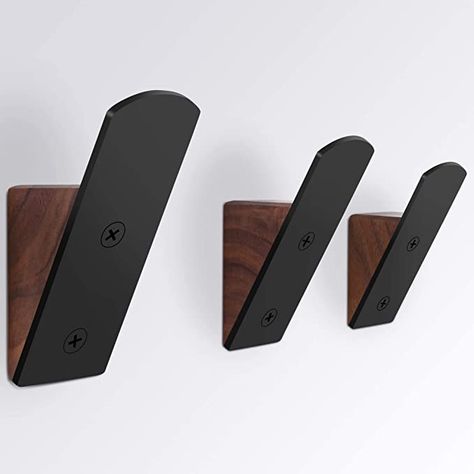 Modern Wall Hooks, Coat Hooks Wall Mounted, Bathroom Towel Hooks, Deco Studio, Black Walnut Wood, Wood Studs, Decorative Hooks, Robe Hook, Towel Hooks