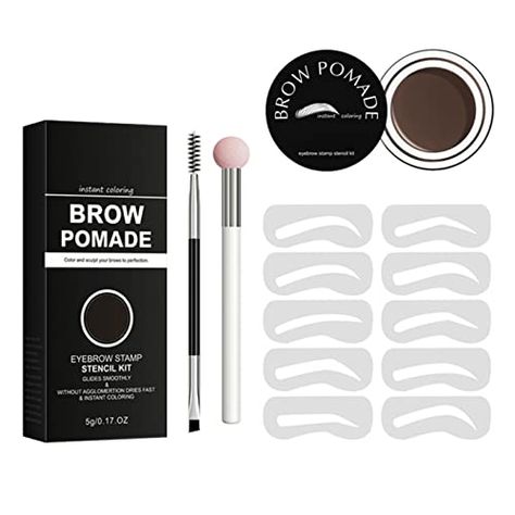 Eyebrow Stamp Stencil Kit, Ofanyia Brow Pomade with 10 Brow Stencils, Sponge Applicator and Brushes, Long Lasting Waterproof Smudge Proof Eyebrow Stamp Kit for Fuller Natural Looking Brows Feathery Brows, Drawing Eyebrows, Soap Brows, Dye Eyebrows, Brow Stamp, Brow Stencils, Brows Makeup, Eyebrow Stamp, How To Draw Eyebrows