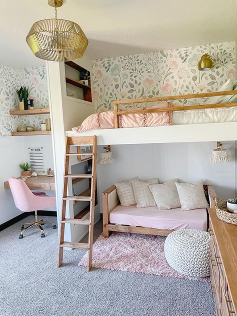 Lofted Bed Ideas, Girls Loft Bedroom, Lofted Bed, Girls Loft Bed, A Loft Bed, Diy Loft Bed, Big Girl Bedrooms, Kids Loft Beds, Loft Bedroom