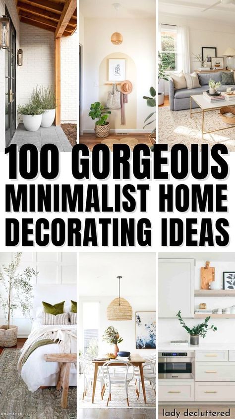 If you're looking to simplify your home décor, minimalism is the way to go. These 100 gorgeous minimalist home decorating ideas will show you how to achieve a chic, modern look with as little fuss as possible. From simple furniture arrangements to clever storage solutions, these ideas will help you create a stylish and streamlined space that you'll love spending time in. So if you're ready to declutter your home and create a simpler, more beautiful space, keep reading for inspiration! Boho On A Budget Home Decor, Minimalistic Home Aesthetic, Farmhouse Minimalist Decor, Minimalist Home Decorating, Minimalist Farmhouse Decor, Minimalist Decorating, Home Decor Ideas Rustic, Minimalist Home Decor Ideas, Minimalist Cottage