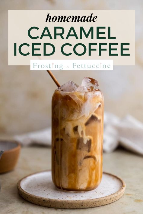 Diy Iced Coffee, Caramel Iced Coffee Recipe, Cold Coffee Drinks Recipes, Flavored Coffee Recipes, Caramel Iced Coffee, Coffee Drinks Recipes, Easy Homemade Caramel, Coffee Recipe Healthy, Homemade Coffee Drinks