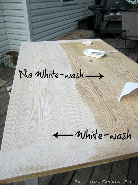 East Coast Creative: Refinished Dining Room Table {Furniture Makeover} Pine Furniture Makeover, Washed Furniture, White Wash Table, White Washed Furniture, Dining Table Makeover, Kitchen Table Makeover, Lime Wash, Pine Table, Pine Furniture