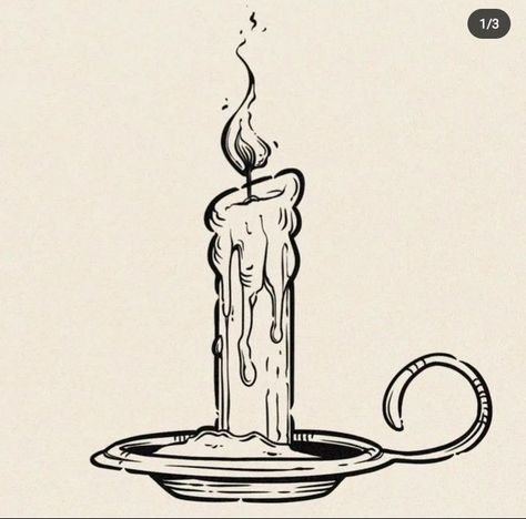 Candle Burning At Both Ends Drawing, Vintage Candle Tattoo, Candle Stick Drawing, Candle Holder Tattoo, Melting Candle Drawing, Candlestick Tattoo, Hand Holding Candle, Candle Doodle, Candle Sketch