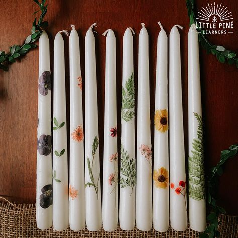 Pressed Flower Candles, Diy Candles With Flowers, Dried Flowers Crafts, Dried Flower Candles, Floral Candles, Pressed Flowers Diy, Dried Flowers Diy, Flower Candles, Flower Pressing