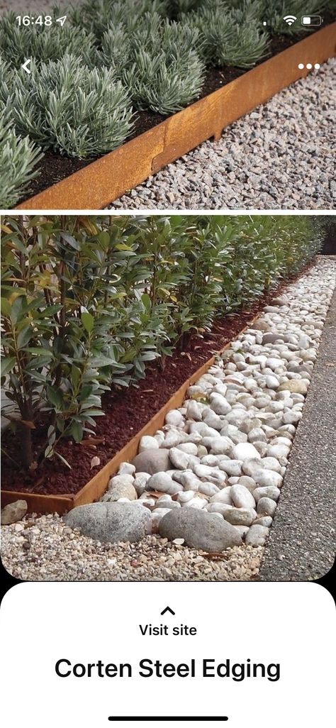 Copper Landscape Edging, Modern Garden Edging Ideas, Corten Edging Garden, Rust Metal Garden Edging, Corten Steel Garden Edging, Modern Garden Edging, Modern Landscape Edging, Metal Edging Landscape, Corten Edging