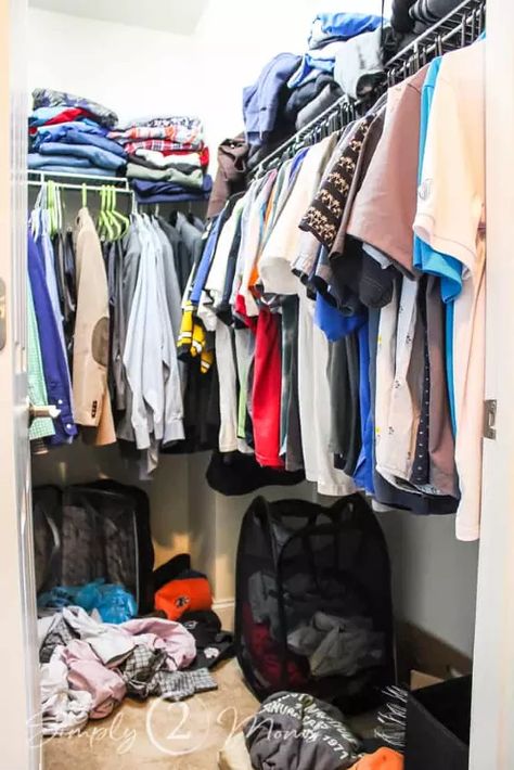 Easy and budget-friendly DIY master bedroom closet. Upgrade your boring wire shelving and create a beautiful space for less than $250.For more simple and budget-friendly DIY project ideas, be sure to follow us on HomeTalk and visit our blog!My husband and I are super lucky to each have a walk in closet in our master bedroom.But they are basic…like wire shelves basic.They work fine but we thought there had to be a better way to utilize the space and give us more storage.We looked at cl… Closet Storage Ideas Bedroom Walk In, Cloth Closet Organization Ideas, Diy Small Walk In Closet Organization, Small Walk In Closet Ideas Wire Shelves, Diy Closet Organization Small Walk In, Walk In Closet System Diy, Small Walk In Closet Paint Ideas, Organizing A Walk In Closet, Organize Walk In Closet Master Bedrooms