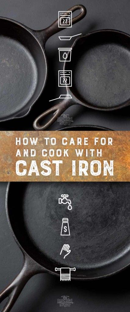 Caring for and Cooking with Cast Iron Cast Iron Skillet Care, Cleaning Cast Iron Pans, Clean Cast Iron, Cleaning Cast Iron, Kitchen Hacks Cooking, Iron Cleaning, Cast Iron Skillet Cooking, Cast Iron Care, Clean Baking Pans