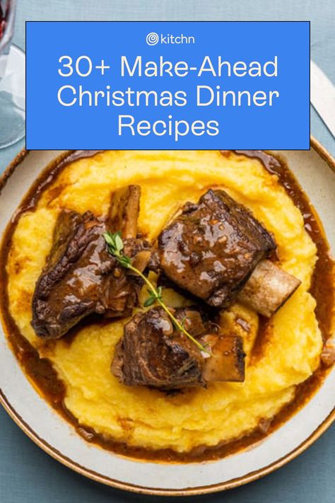 Maybe it’s getting a head start with just the main course or something sweet for dessert, or perhaps you prefer to get the bulk of the meal done ahead of time. From the appetizers to the main course to the sides and dessert, we’re sharing more than 30 recipes for festive make-ahead Christmas dinner. Christmas Dinner For A Crowd, Christmas Entrees, Christmas Dinner For Two, Dinner Party Mains, Christmas Eve Meal, Christmas Meat, Christmas Main Dishes, Traditional Christmas Dinner, Easy Christmas Dinner