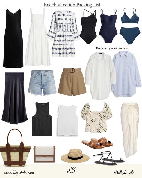 Weekend Trip Carry On Packing, Minimal Beach Vacation Outfits, Fall Beach Packing List, Minimalist Vacation Packing, Elegant Summer Beach Outfits, Tropical Wardrobe Capsule, Minimalist Packing For Beach Vacation, Summer Packing List 1 Week Beach, One Week Beach Vacation Packing Capsule Wardrobe