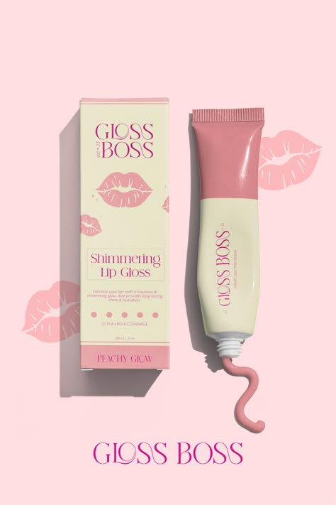 Unleash your Inner Beauty with Gloss Boss, a makeup brand dedicated to making a change in the community. Makeup Brand Packaging, Packaging Design Makeup, Make Up Branding Design, Cute Makeup Brands, Beauty Product Branding, Makeup Brand Identity, Lip Gloss Design, Lipstick Packaging Design, Makeup Graphic Design