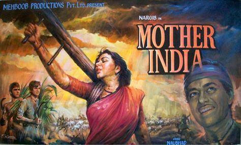 Mother India (1957) Vintage Bollywood Posters, Sunil Dutt, Figures Of Speech, Bollywood Movie Posters, India Poster, Mother India, Dilip Kumar, Old Movie Posters, Bollywood Posters