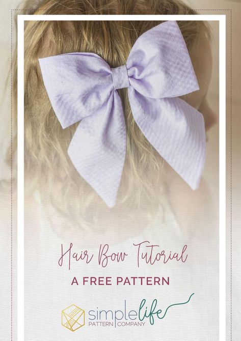 Hair Bow (Three Different Sizes)- A Free Pattern Hair With Bow, Fabric Bow Tutorial, Big Hair Bows, Large Hair Bows, Pinwheel Bow, Hair Bow Tutorial, Sailor Bow, Toddler Hair Bows, Fabric Hair Bows