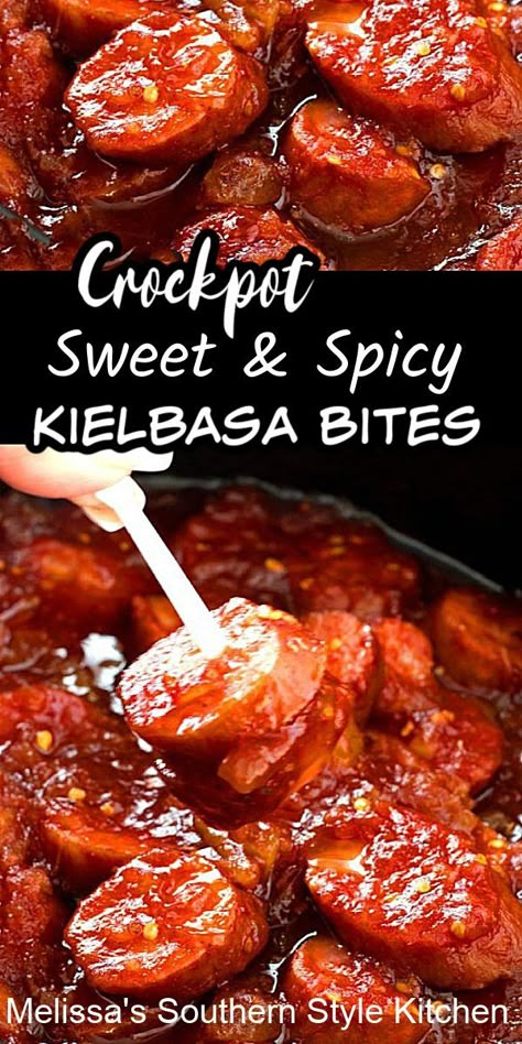 Sweet And Spicy Kielbasa, Kilbasa Sausage Recipes, Kielbasa Bites, Slow Cooker Kielbasa, Kielbasa Recipes, Party Food Dessert, Slow Cooker Desserts, Cooking Classy, Kielbasa