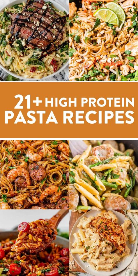 These high protein pasta recipes are bursting with flavor. Adding protein to your pasta is a great way to get more of this macronutrient into your diet in a creative way. These recipes will become regulars on your menu. Recipes For Muscle Gain, High Protein Pasta Recipes, Meat Pasta Recipes, Protein Pasta Recipes, Diet Pasta, High Protein Pasta, Healthy Pasta Dishes, Healthy Protein Meals, Pasta Lunch