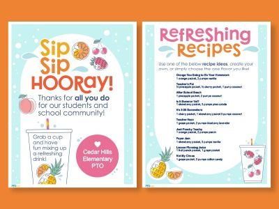 Shop This Idea! Teacher Appreciation Hydration Station (Includes Free Printables) - PTO Today Teacher Beverage Station, Water Bar Ideas For Teachers, Teacher Appreciation Mocktails, Teacher Appreciation Water Station, Teacher Hydration Station, Soda Bar Teacher Appreciation, Drink Bar For Teachers, Teacher Appreciation Drinks, Hydration Bar Ideas