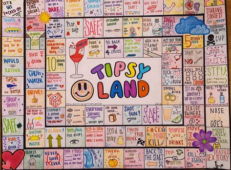 Drinking Board Game Diy, Tipsy Land, Board Game Diy, Board Game Ideas, Party Board Games, Drinking Board, No Drinking, Drunk Games, Drinking Board Games