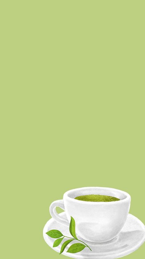 Green Tea Wallpaper Aesthetic, Coffee Iphone Wallpaper, Coffee Aesthetic Wallpaper, Wallpaper Coffee, Green Tea Drinks, Tea Wallpaper, Wallpaper Illustration, Wallpapers For Mobile Phones, Illustration Cute