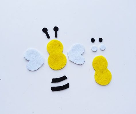 Felt bumble bee bug craft. A fun sewing kids craft with free bee template. Felt Bumble Bee, Bug Craft, Bee Template, Craft Ideas For Beginners, Bumble Bee Craft, Bee Craft, Crafting For Kids, Felt Hair Accessories, Cool Craft Ideas