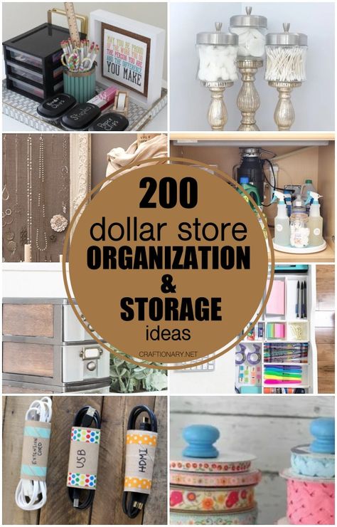 200 DIY Dollar Store Organization and Storage Ideas - Craftionary Hair Appliance Storage, Dollar Store Organization, Dollar Tree Diy Organization, Ribbon Organization, Canned Food Storage, Dollar Store Diy Organization, Freezer Organization, Store Basket, Door Shoe Organizer