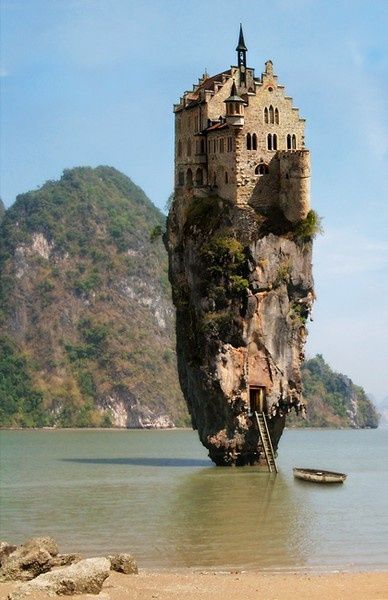 Castle on a rock in Dublin, Ireland... this is for real. Castle House Island, Health Photos, Castle House, Unique Buildings, A Castle, Dublin Ireland, Oh The Places Youll Go, Pretty Places, Narnia