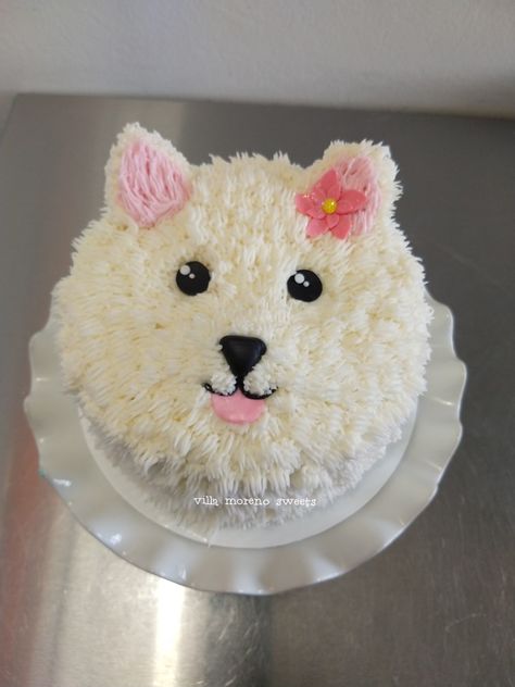 Birthday Cakes Dog Theme, Cake Designs For Dog Birthday, White Puppy Cake, Dog Themed Birthday Cake Girls, Dogs Cake Design, Simple Dog Theme Cake, Cake For Dog Design, Birthday Cake For Dogs Design, Dog Design Birthday Cake