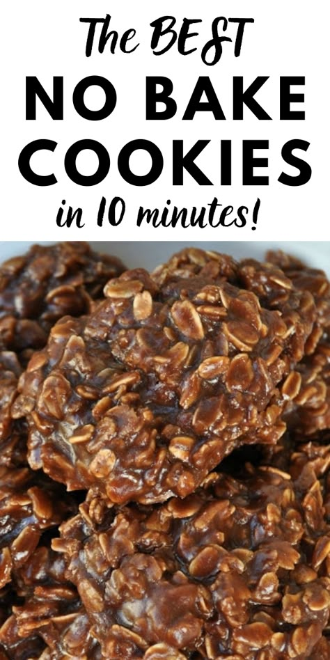 Easy chocolate no bake cookies in just 10 minutes! These rich chocolate peanut butter and oatmeal no bake cookies are always a hit! These classic cookies are made with basic pantry items so there's no need to go to the store. Whip up a batch of these quick delicious cookies today! Peanut Butter And Oatmeal, Best No Bake Cookies, Oatmeal No Bake Cookies, Chocolate No Bake, Easy No Bake Cookies, Chocolate No Bake Cookies, Chocolate Oatmeal Cookies, Peanut Butter No Bake, Baking Chocolate