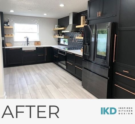 IKEA modern farmhouse kitchen with character Ikea Black And White Kitchen, Black Ikea Kitchen Cabinets, Ikea Black Cabinets, Ikea Black Kitchen, Black Ikea Kitchen, Kitchen Soffit, Black Appliances Kitchen, Ikea Kitchen Remodel, Kitchen Ikea