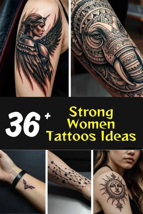 Explore 36+ strong women tattoo ideas that symbolize courage and resilience, featuring empowering designs to inspire your next ink. Narcissistic Survivor Tattoos, Valkyrie Tattoo Woman Female Warriors, Courage Tattoo For Women, Powerful Women Tattoo, Strong Woman Tattoo Ideas, Strong Tattoos For Women Symbols, Strength Tattoos For Women, Classy Tattoos For Women Over 40, Viking Tattoos For Women