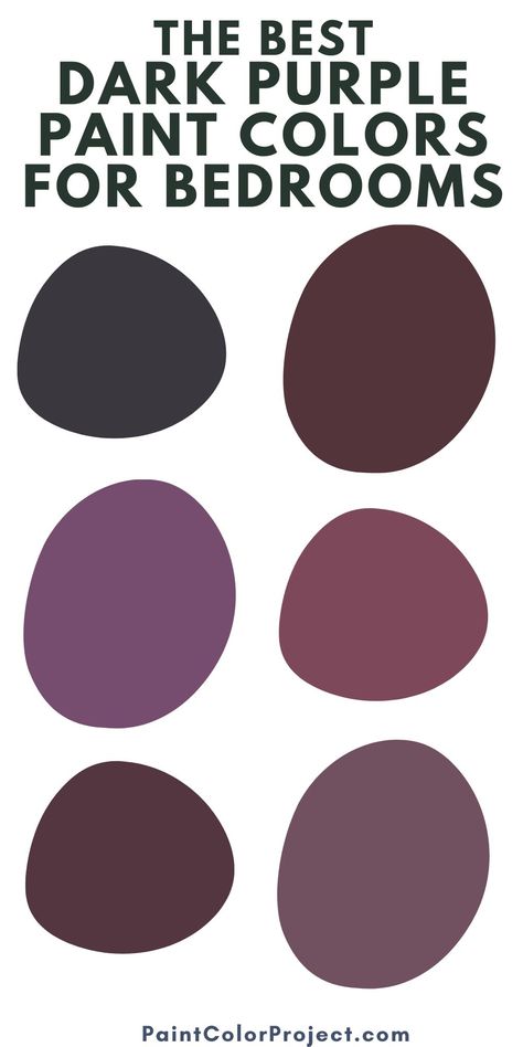 Purple Bedroom Paint Colors, Dark Purple Bedroom Walls, Dark Purple Paint Colors, Purple Paint Colors Bedroom, Moody Purple Bedroom, Purple Bedroom Paint, Dark Purple Bedrooms, Dark Purple Room, Dark Purple Bedroom