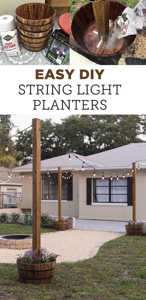 DIY String Light Planters - Jenna Sue Design Blog String Light Planters, Light Planters, Diy Patio Ideas, Design Per Patio, Boho Deck, Wedding Outside, Diy String Lights, Jenna Sue, For Wedding