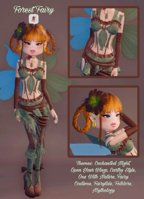 Di Folklore Outfit, Dti Outfit Ideas Enchanted Night, Dti Outfits Non Vip Theme Fairy Costume, Folklore Style Fashion, Dti Folklore Outfits Ideas, Dress To Impress Roblox Folklore, Earthy Dress To Impress Outfit, Dti Theme Enchanted Night, One With Nature Dress To Impress No Vip