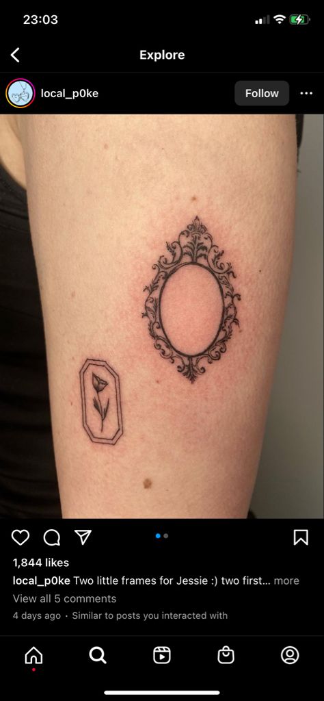 Mirror Tattoo Simple, Mirror Frame Tattoo, Oval Frame Tattoo, Handheld Mirror Tattoo, Antique Mirror Tattoo, Mirror Tattoo Vintage, Antique Frame Tattoo, Hand Mirror Tattoo, Europe Tattoos