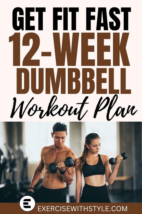 Stuck in a workout rut? Explore our 12-week dumbbell-only program. Whether you're a beginner or advanced, our PDF guides you through each cycle. Your frustration ends, and gains begin. 🔄💡 #FitnessMotivation #HomeGym One Year Workout Plan, Dumbbell Weekly Workout Schedule, 7 Week Workout Plan, 12 Week Fitness Plan, At Home Workout Program, Easy Beginner Dumbell Workouts, 30 Day Workout Plan Gym, Effective Dumbbell Workout, Gym Dumbbell Workout