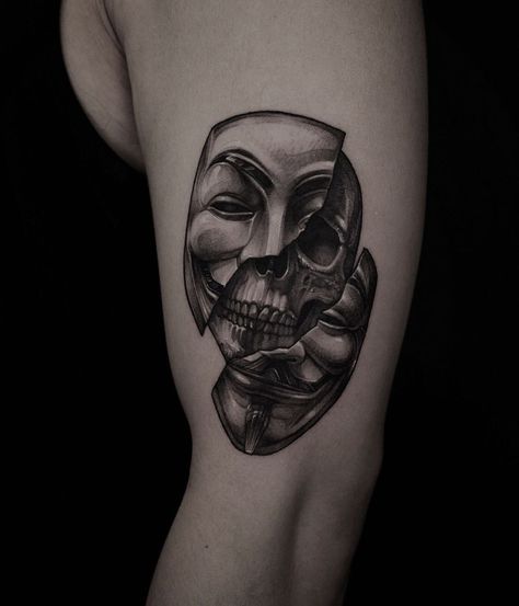 Tattoo Ideas Males, Gemini Tattoo, Theme Tattoo, Neck Tattoo For Guys, Mask Tattoo, Latest Tattoos, Detailed Tattoo, Horror Tattoo, Grey Tattoo