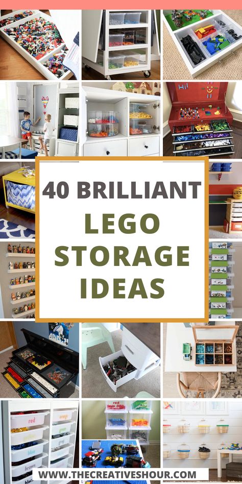 For LEGO enthusiasts young and young at heart, finding the perfect storage solution is a brick-tastic adventure in itself. From displaying prized creations to keeping thousands of bricks neatly organized, we've curated a collection of engaging LEGO storage ideas that will spark joy and creativity. Whether you're working with limited space, transforming a playroom, or even seeking clever adult-friendly storage, let's embark on a journey to build an organized paradise for your LEGO collection. Organizing Playroom, Playroom Organizing, Lego Bins, Lego Storage Ideas, Lego Storage Solutions, Lego Room Ideas, Toddlers Playroom, Lego Desk, Lego Display Ideas