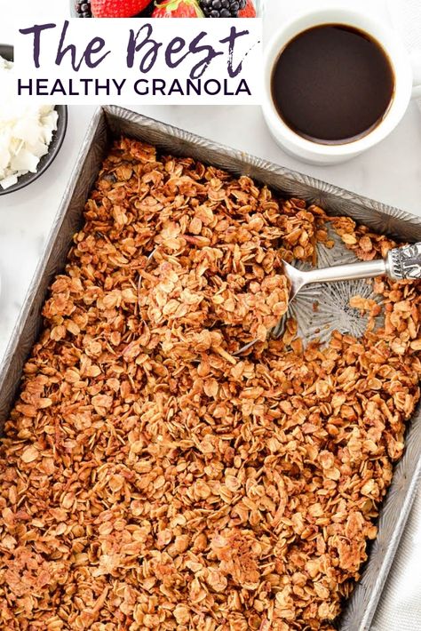 Homemade Vanilla Granola, Better Than Martha Stewart Granola, Healthy Granola Recipe Clean Eating, How To Make Granola Healthy, Granola With Protein Powder, Granola Without Nuts Recipe, No Sugar Granola Recipe, Soft Granola Recipe, Healthy Granola Recipe Low Sugar