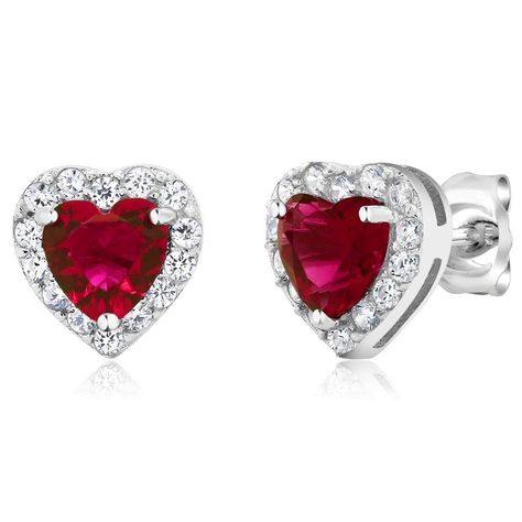 3.45 Ct Heart Shape Red Zirconia 925 Sterling Silver Matching Earrings and Pendant Set *** Visit the photo web link even more information. (This is an affiliate link). #sterlingsilver Small Diamond Rings, Beautiful Diamond Earrings, Vintage Stud Earrings, Platinum Earrings, Halo Earrings Studs, White Gold Earrings, Gem Stone, Fine Earrings, Sterling Silver Heart