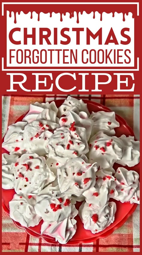 Forgotten Christmas Cookies Traditional Handmade Delight Christmas Forgotten Cookies, Pressed Cookies Christmas, Dirty Snow Cookies, Nighty Night Cookies, Forgotten Christmas Cookies, Forgotten Cookies Christmas, Nyt Christmas Cookies, Christmas Cookies And Desserts, Divinity Cookies Recipe