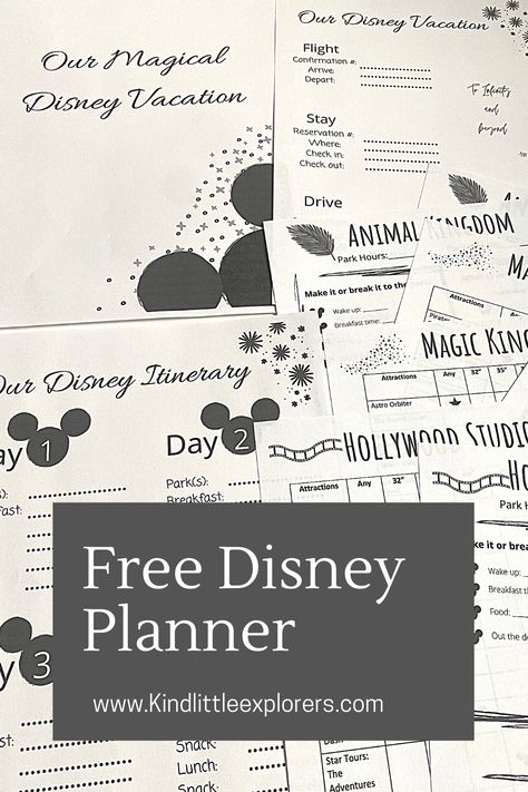 Make planning your Disney vacation simpler with this FREE Disney Planner Printable. The downloadable printables include Disney Park Daily plans and Disney attraction height requirement charts. Family travel. Disney World trips. We do Disney. Disney DIYs. Disney fun. Disney Characters. Must do at Disney World. Disney WOrld vacation planning. Disney Binder Printables Free, Disney World Planning Printables 2023, Disney To Do List Printable, Disney Weekly Planner Free Printable, Disney World Spreadsheet, Disney Schedule Template, Disney World Template, Disney World Schedule Template, Disney Checklist Vacation Planner