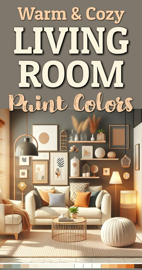 Warm and Cozy Living Room Paint Colors Paint For Room Ideas, Best Color Paint For Living Room, Living Room Colors Neutral, Happy Colors For Living Room, Rustic Farmhouse Living Room Paint Colors Accent Wall, Living Room Wall Color Ideas Cozy, Colors That Go Well With Beige, Paint Colours For Small Living Room, Living Room Inspiration Wall Color