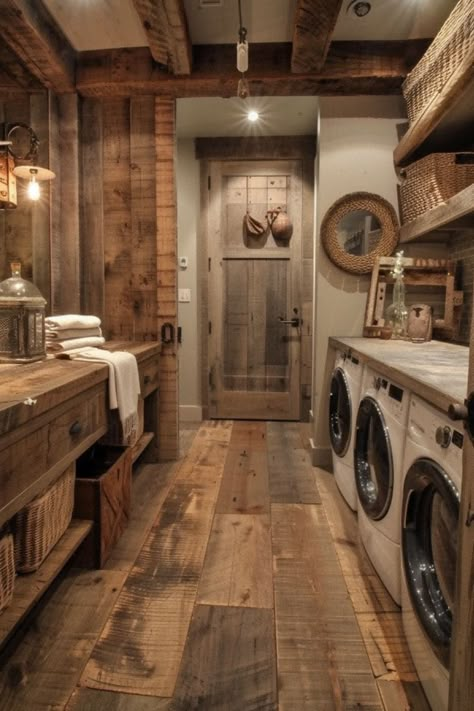 Cabin Laundry Room, Landry Room, Country Laundry Rooms, Rustic Laundry Rooms, Ranch House Decor, Fresh Laundry, Barn House Design, Barn Style House Plans, Dream Life House