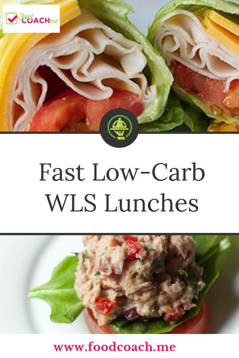 Fast Low Carb Lunches after Bariatric Surgery - recipes easy to make ahead for fast lunches through the week after WLS. Gastric Sleeve, Bypass or DS Bariatric Lunches, Low Carb Lunches, Bariatric Recipes Sleeve, Bypass Recipes, Vsg Recipes, Stomach Sleeve, Sleeve Recipes, Wls Recipes, Bariatric Food