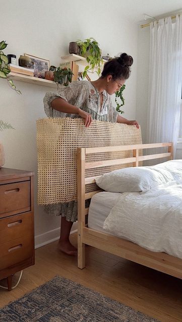 Tarva Ikea Bed, Ikea Wooden Bed, Natalie Doef, Bed Frame Hack, Diy Scale, Ikea Headboard, Ikea Bed Frames, Ikea Bed Hack, Rattan Bed Frame