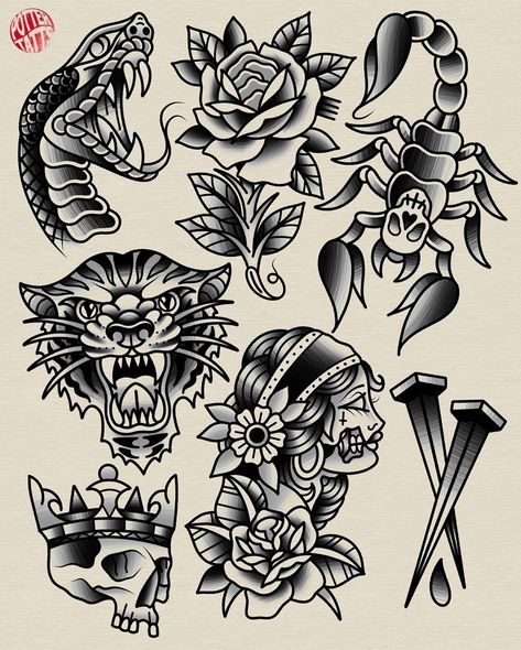 Traditional Tattoo Filler, Traditional Tattoo Man, Traditional Tattoo Stencils, Traditional Tattoo Drawings, Traditional Black Tattoo, Traditional Tattoo Flash Art, Vintage Style Tattoos, Traditional Tattoo Old School, Sailor Jerry Tattoos