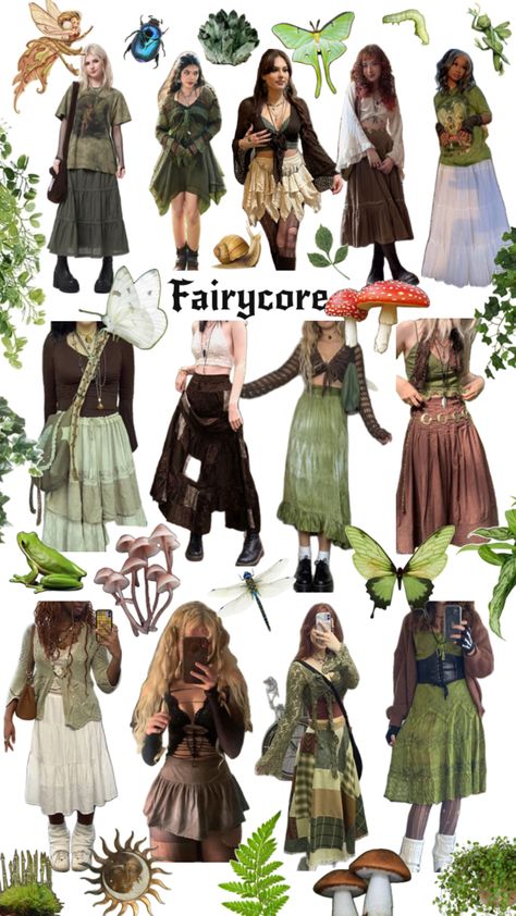 Fairy fashion fairycore outfit fairy grunge aesthetic butterfly fairy mushroom Luna moth plants goblin magic Modern Fairycore Outfits, Fairy Core Style Outfits, Garden Fairy Core Outfits, Indie Fairy Outfits, Fairycore Grunge Clothes, Simple Fairy Core Outfits, Forest Fairy Core Outfits, Fairy Outfit Inspiration, Cute Outfits Fairycore