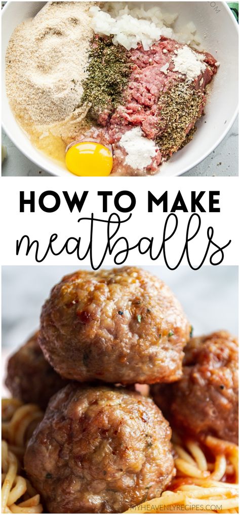 Spaghetti Easy Recipe, Meatballs In The Oven, Easy Homemade Meatballs, Spaghetti Easy, Homemade Meatballs Easy, Homemade Meatballs Recipe, Oven Baked Meatballs, Colombian Cuisine, Baked Meatballs